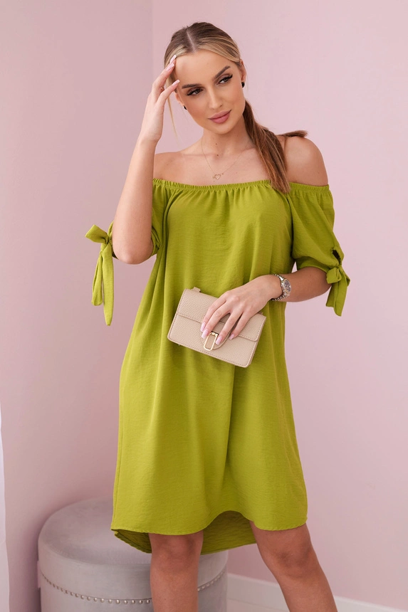 Kleid an den Ärmeln gebunden kiwi