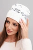 Women’s winter wool hat with geometric pattern K434 white + graphite
