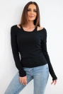Women’s 2-piece cotton blouse with a top and long sleeve blouse black
