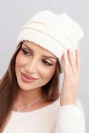 Damen Wintermütze aus Wolle mit geflochtenem Muster K428 hellbeige