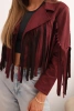 Women's suede jacket with fringes burgundy