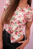 Women's short-sleeved body with a floral pattern beige