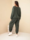 Women's corduroy set with sweatshirt and jogger pants khaki