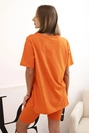 Women's cotton set with short sleeves and shorts dark orange