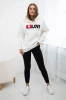 Insulated cotton sweatshirt with a hood Love ecru