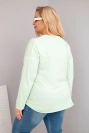 Moteriška Plus Size marškinėliai su V formos iškirpte ir ilgesne nugara mėtinė