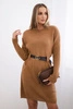 Sweater with wide belt camel