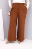 Plus Size women's pants with wide legs and high waist dark camel