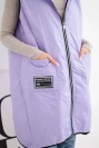 Women's quilted Plus Size vest with a hood, zippered light purple