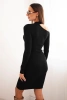 Women's ribbed dress with a V-neck and long sleeves black