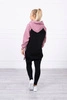 Two-color hooded dress dark pink