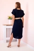 Dress with a decorative belt navy