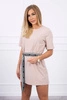 Dress with a decorative belt beige