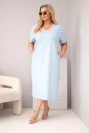 Women's Plus Size cotton V-neck dress blue