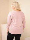 Dámska bavlnená blúzka Plus Size s potlačou a výstrihom do U ružový tmavý práškový