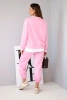 Women's set with a loose sweatshirt and joggers light pink