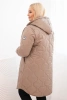 Damenjacke Plus Size Winter gesteppte mit Kapuze fango