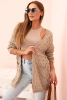 Women's openwork cardigan with pockets dark beige