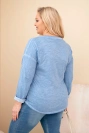 Women's Plus Size bleached blouse with print and a longer back denim