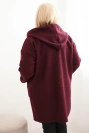 Plus Size women's coat made of faux fur with a hood and pockets plum