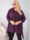 Damen-Baumwoll-Sweatshirt Plus Size mit Kapuze und geflochtenem Einsatz pflaume