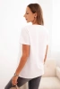 Women's cotton blouse with a V-neck and short sleeves white