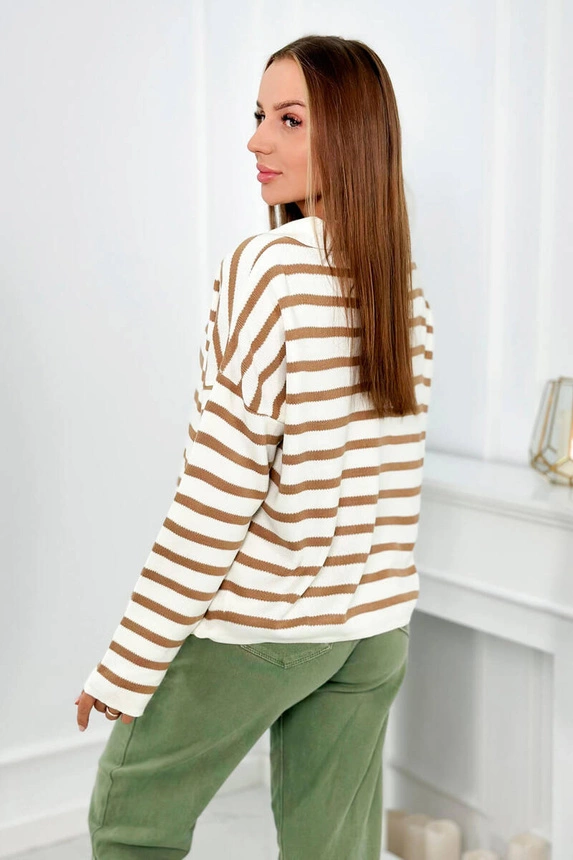 Striped sweater camel