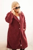 Damenmantel Plus Size mit Wolle und großem Kragen bordeaux