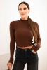 Women's ribbed dress with a turtleneck and decorative buttons burgundy