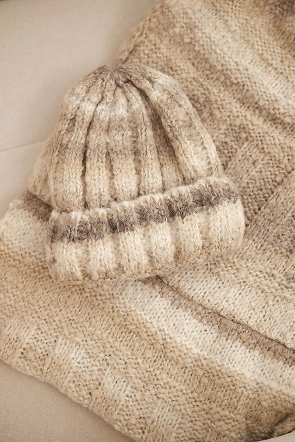 Women's winter set with mohair hat and scarf K501 beige