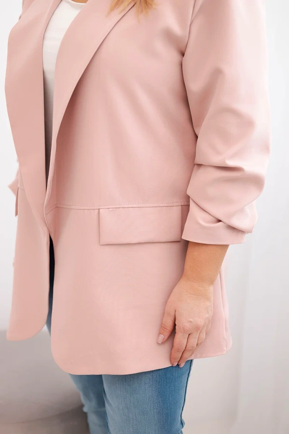 Marynarka damska Plus Size elegancka ciemny pudrowy róż