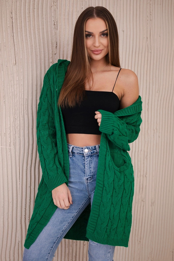 Sweter z kapturem i kieszeniami jasny zielony