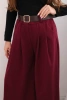Women's wide-leg pants with a belt burgundy
