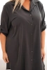Dámska košulová sukňa Plus Size s dlhším zadným dielom a vyhrnutým rukávom grafitová