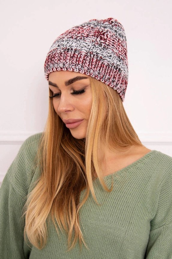 Fleecová čepice Melisa K241 burgundy+grey