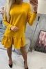 Dress with a flounce mustard