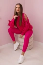 Ein Set Sweatshirt mit Schleife an den Ärmeln und Leggings Fuchsia