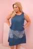 Dámske plus size šaty bez rukávov s ozdobným vzorom džínsová