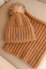 Damen Winterset mit Pompon und Schal camelowy