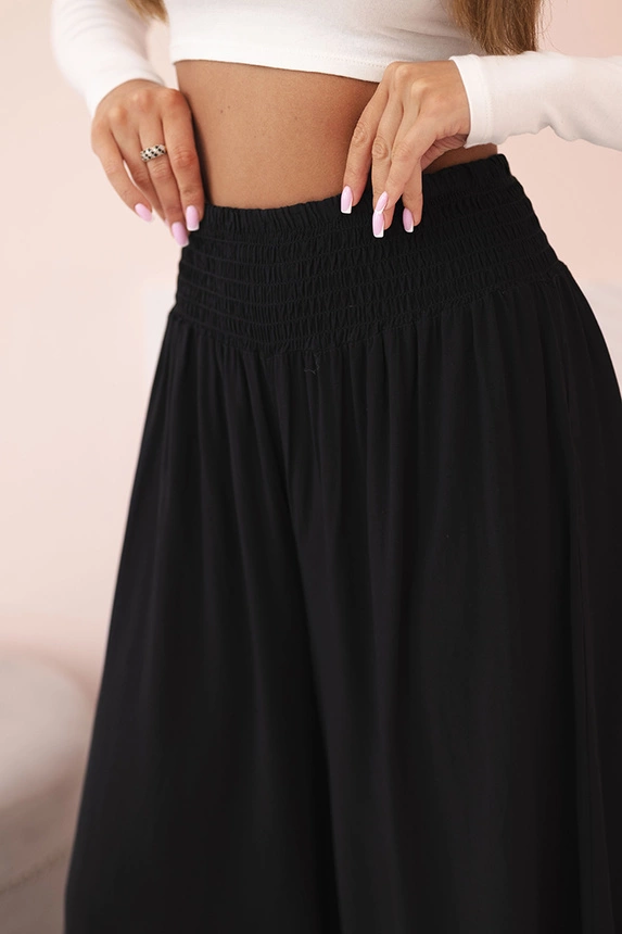 Women's viscose trousers with elastic waistband black