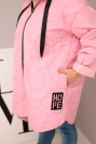 Dámská bunda Plus Size prošívaná s kapucí a nápisem HOPE cukrová růžová