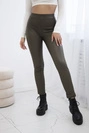 Push up pants made of eco leather khaki