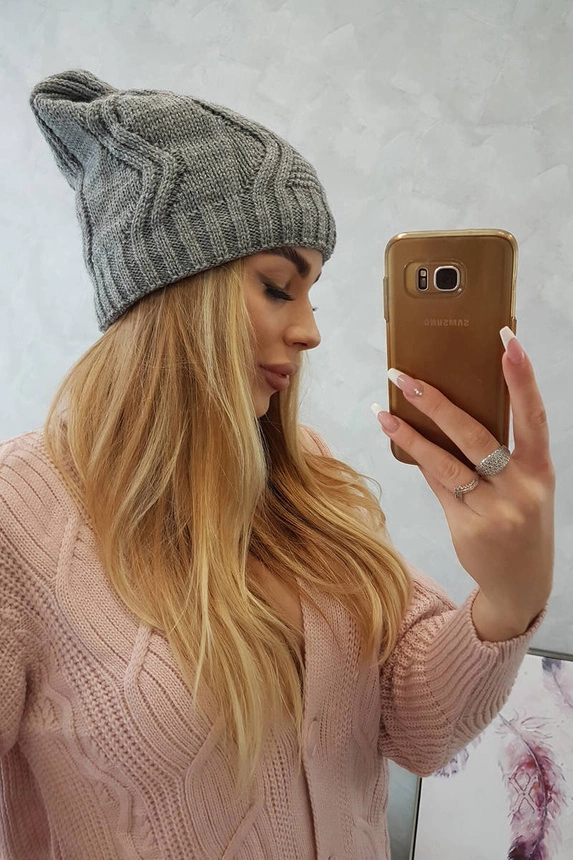 Cap with fleece Sylwia K244 dark gray