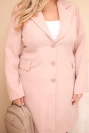 Plus Size women's long coat with collar and pockets dark powder pink