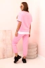 Women's butter set with short sleeves and pants light pink 