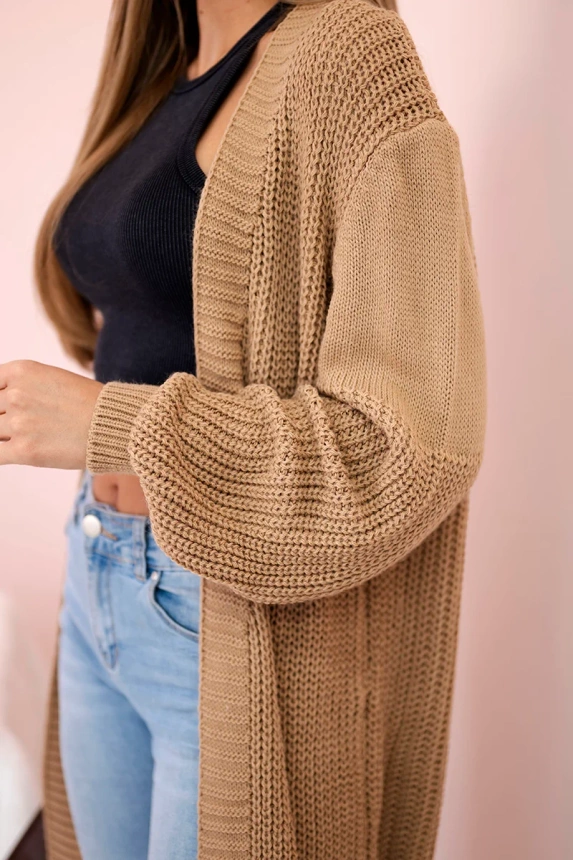 Sweater long cardigan camel