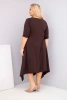 Plus Size women's cotton dress with an asymmetrical hem brown