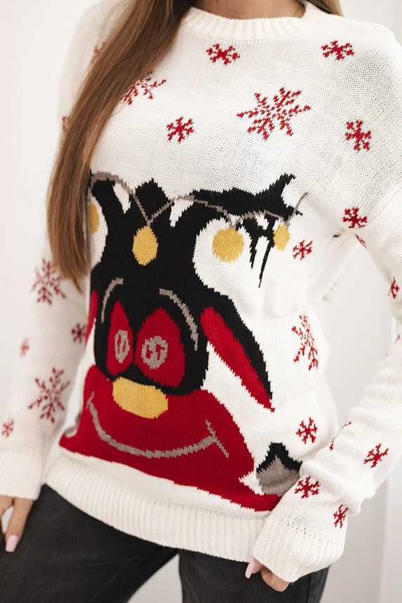 Christmas sweater with reindeer ecru