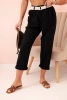 Women's linen cotton pants with a belt black