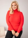 Plus Size women's viscose sweater with a turtleneck in a classic cut red